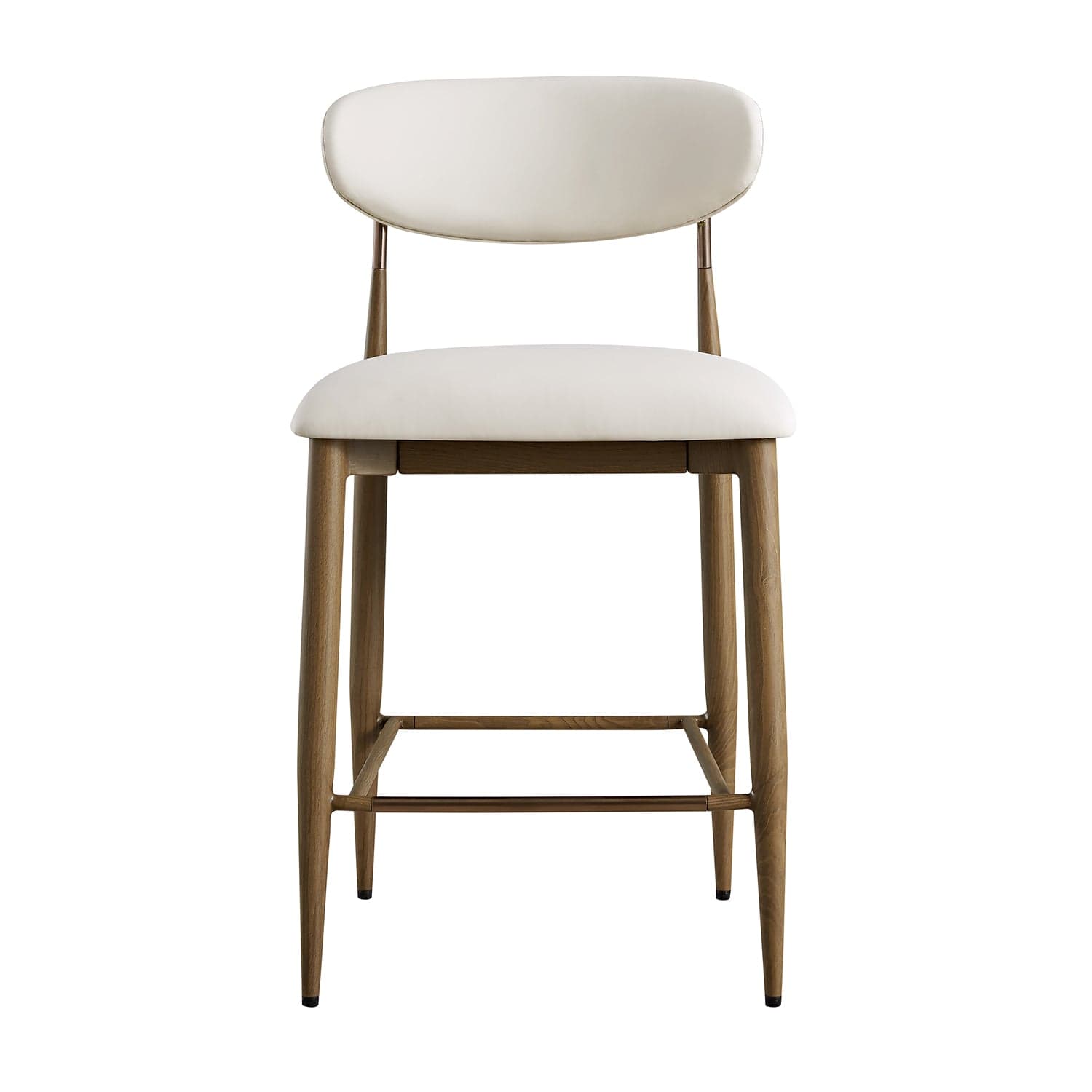 Dagmar Counter Stool, Beige Faux Leather | Silver Oak Frame